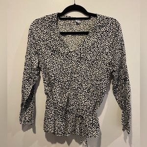 Old Navy Cheetah Print Tie Blouse